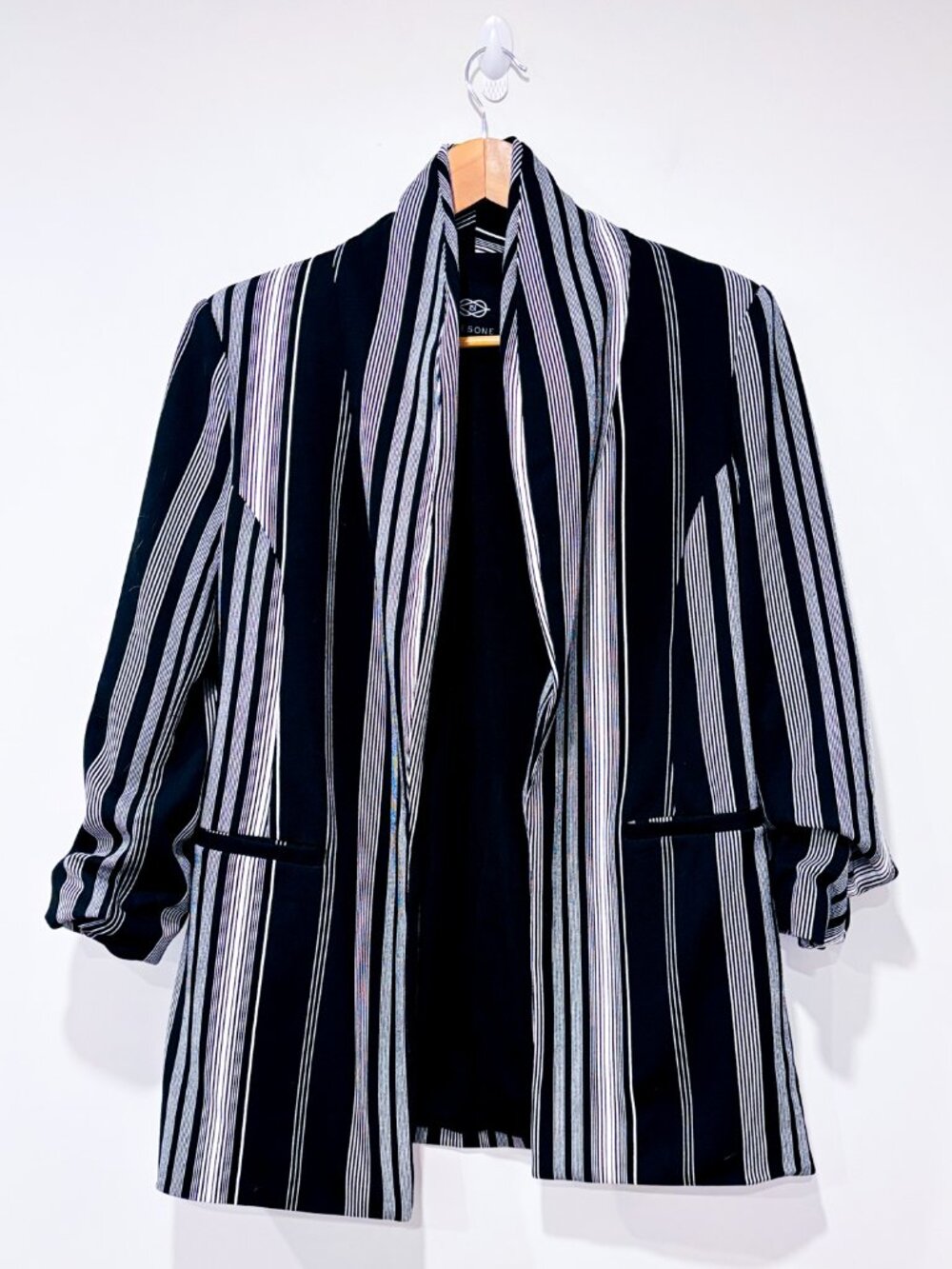 ONE5ONE Black Striped Blazer | Open Office Chic | Small